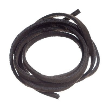 Ruban en cuir velours, 2 x 2,8 mm, longueur environ 1 m, brun foncé