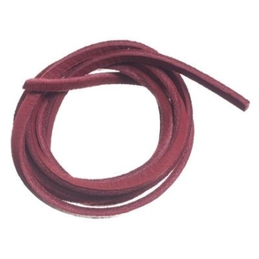 Ruban en cuir velours, 2 x 2,8 mm, longueur environ 1 m, rouge foncé