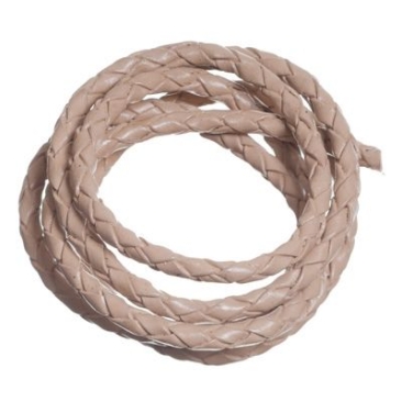Leather strap, braided, approx. 5 mm, length 1 m, natural