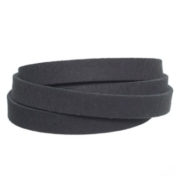 Craft leather strap, 10 mm x 2 mm, length 1 m, Black