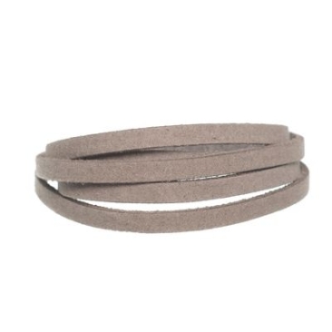 Craft leather strap, 5 mm x 1.5 mm, length 1 m, taupe
