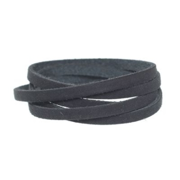 Craft leather strap, 5 mm x 1.5 mm, length 1 m, Black