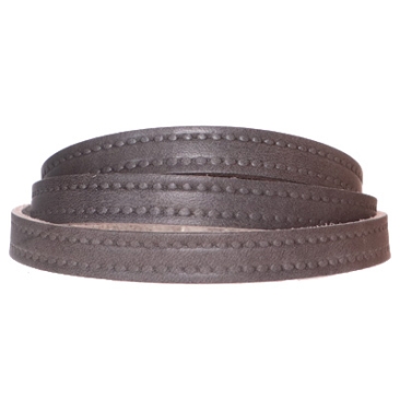 Leather strap with motif dots, 10 x 2 mm, length 1 m, grey
