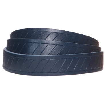 Leather strap with motif Classic, 15 x 2 mm, length 1 m, dark blue
