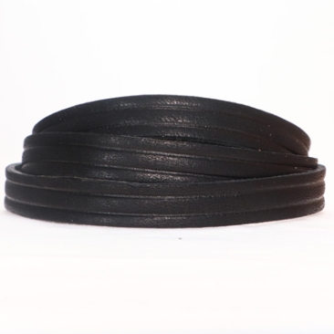 Soft Lederband mit Motiv Streifen, 10 x 2 mm, Länge 1 m, schwarz