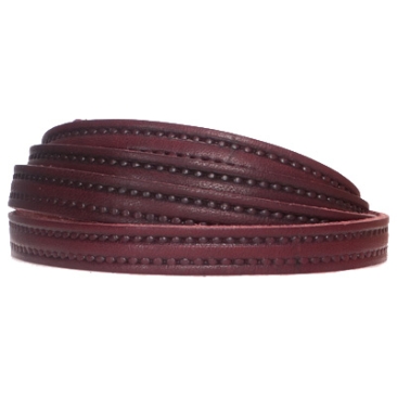 Soft leather strap with motif dots, 10 x 2 mm, length 1 m, dark brown
