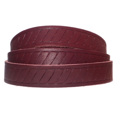 Soft leather strap with motif Classic, 15 x 2 mm, length 1 m, dark brown