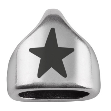 End cap with engraving "Star", 13 x 13.5 mm, silver-plated, suitable for 5 mm sail rope