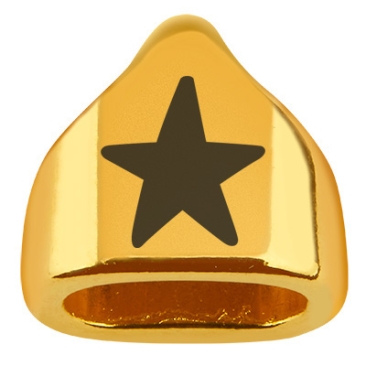 End cap with engraving "Star", 13 x 13.5 mm, gold-plated, suitable for 5 mm sail rope