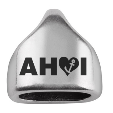 End cap with engraving "Ahoy", 13 x 13.5 mm, silver-plated, suitable for 5 mm sail rope