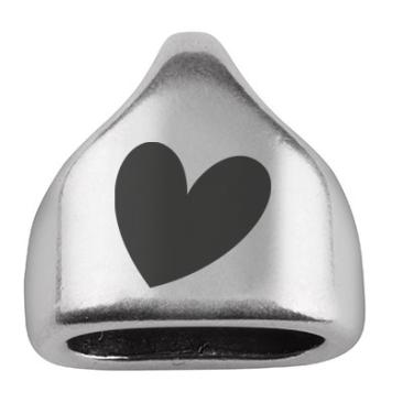 Embout avec gravure "cœur", 13 x 13,5 mm, argenté, convient pour corde à voile de 5 mm