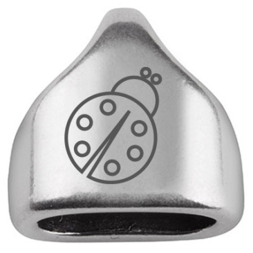 End cap with engraving "Ladybird", 13 x 13.5 mm, silver-plated, suitable for 5 mm sail rope