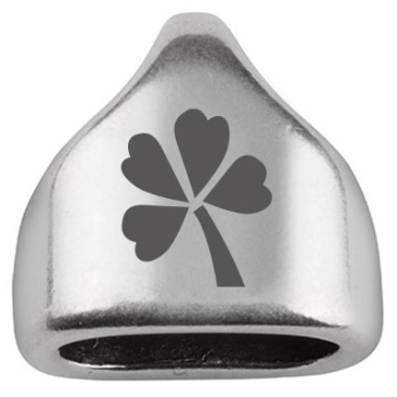 End cap with engraving "Lucky Clover", 13 x 13.5 mm, silver-plated, suitable for 5 mm sail rope