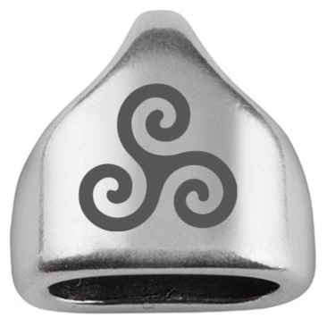 Endkappe mit Gravur "Triskele" Keltisches Glückssymbol, 13 x 13,5 mm, versilbert, geeignet für 5 mm Segelseil