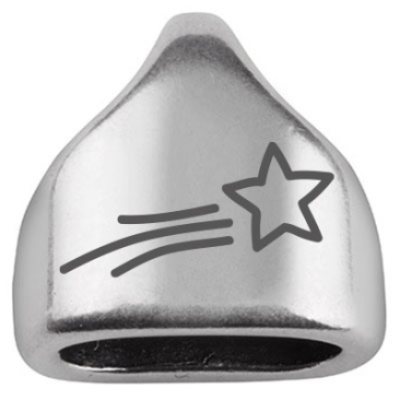 End cap with engraving "Star", 13 x 13.5 mm, silver-plated, suitable for 5 mm sail rope