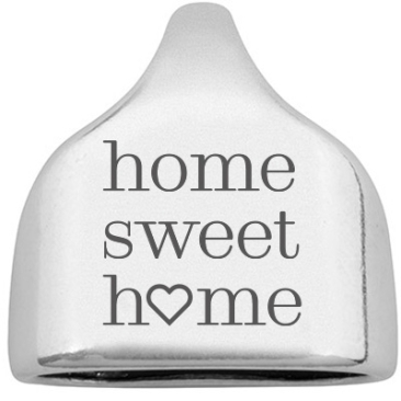Eindkapje met gravure "Home sweet home", 22,5 x 23 mm, verzilverd, geschikt voor 10 mm zeiltouw