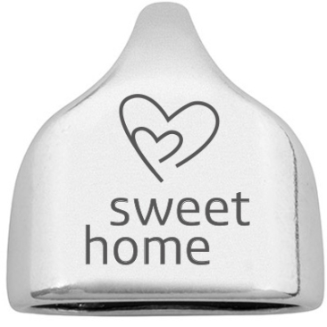 End cap with engraving "Sweet home", 22.5 x 23 mm, silver-plated, suitable for 10 mm sail rope