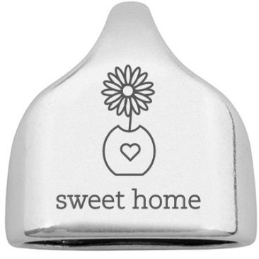 End cap with engraving "Sweet home", 22.5 x 23 mm, silver-plated, suitable for 10 mm sail rope