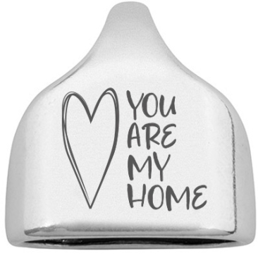 End cap with engraving "You are my home", 22.5 x 23 mm, silver-plated, suitable for 10 mm sail rope