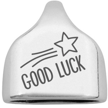 End cap with engraving "Good Luck", 22.5 x 23 mm, silver-plated, suitable for 10 mm sail rope
