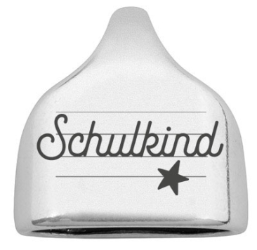 End cap with engraving "Schoolchild", 22.5 x 23 mm, silver-plated, suitable for 10 mm sail rope