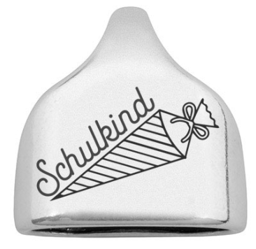End cap with engraving "Schoolchild", 22.5 x 23 mm, silver-plated, suitable for 10 mm sail rope