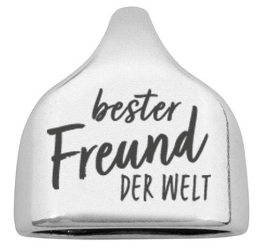 Eindkap met gravure "Beste vriend ter wereld", 22,5 x 23 mm, verzilverd, geschikt voor 10 mm zeiltouw
