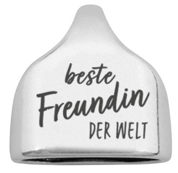 Eindkap met gravure "Beste vriend ter wereld", 22,5 x 23 mm, verzilverd, geschikt voor 10 mm zeiltouw
