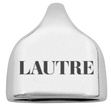Eindkapje met gravure "Lautre", 22,5 x 23 mm, verzilverd, geschikt voor 10 mm zeiltouw