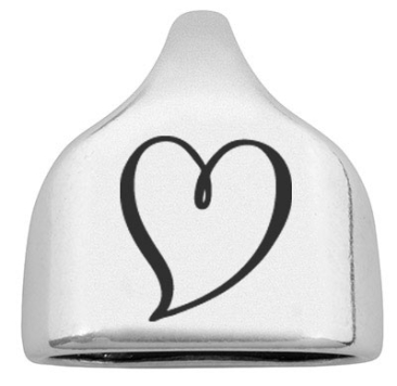 End cap with engraving "Heart", 22.5 x 23 mm, silver-plated, suitable for 10 mm sail rope