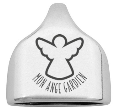 End cap with engraving "Mon Ange Gardien", 22.5 x 23 mm, silver-plated, suitable for 10 mm sail rope