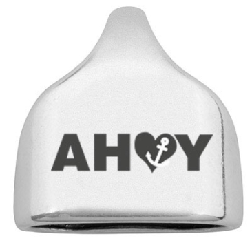 End cap with engraving "Ahoy", 22.5 x 23 mm, silver-plated, suitable for 10 mm sail rope