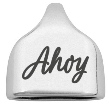 End cap with engraving "Ahoy", 22.5 x 23 mm, silver-plated, suitable for 10 mm sail rope