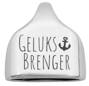 End cap with engraving "Geluksbrenger", 22.5 x 23 mm, silver-plated, suitable for 10 mm sail rope