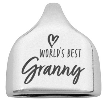 Eindkap met gravure "World's Best Granny", 22,5 x 23 mm, verzilverd, geschikt voor 10 mm zeiltouw
