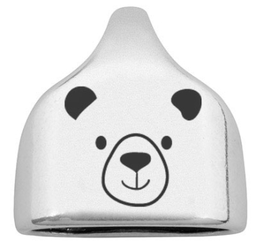 End cap with engraving "Bear", 22.5 x 23 mm, silver-plated, suitable for 10 mm sail rope