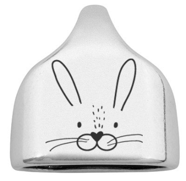 End cap with engraving "Bunny", 22.5 x 23 mm, silver-plated, suitable for 10 mm sail rope