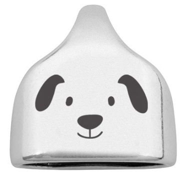 End cap with engraving "Dog", 22.5 x 23 mm, silver-plated, suitable for 10 mm sail rope
