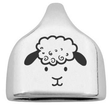 End cap with engraving "Sheep", 22.5 x 23 mm, silver-plated, suitable for 10 mm sail rope