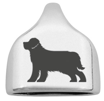 Endkappe mit Gravur Hunderasse "Berner Sennenhund", versilbert,  22,5 x 23 mm, geeignet für 10 mm Segelseil