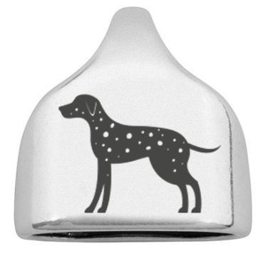 Endkappe mit Gravur Hunderasse "Dalmatiner", versilbert,  22,5 x 23 mm, geeignet für 10 mm Segelseil