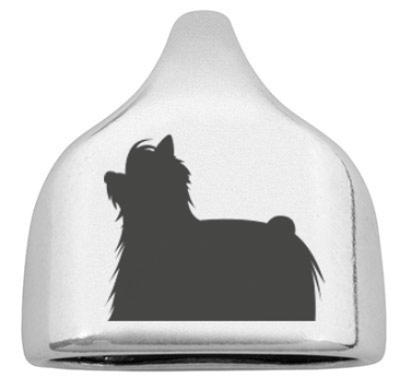 Endkappe mit Gravur Hunderasse "Malteser", versilbert,  22,5 x 23 mm, geeignet für 10 mm Segelseil