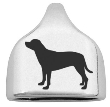 Endkappe mit Gravur Hunderasse "Rottweiler", versilbert,  22,5 x 23 mm, geeignet für 10 mm Segelseil