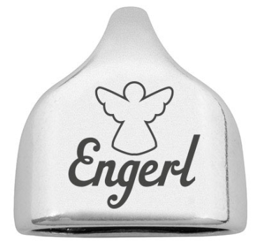 Endkappe mit Gravur "Engerl", 22,5 x 23 mm, versilbert, geeignet für 10 mm Segelseil
