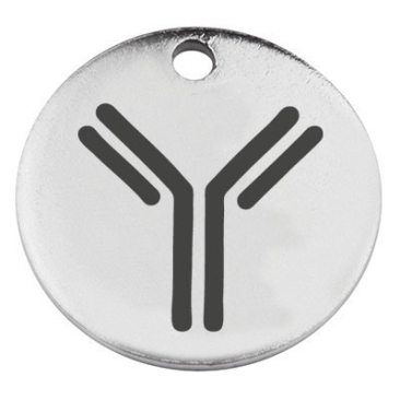 Stainless steel pendant, round, diameter 15 mm, motif "Antibody", silver-coloured