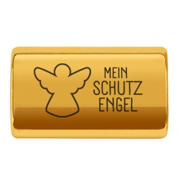 Langes Zwischenstück mit Gravur "Mein Schutzengel", vergoldet, 22,0 x 13,0 mm, geeignet für 5 mm Segelseil