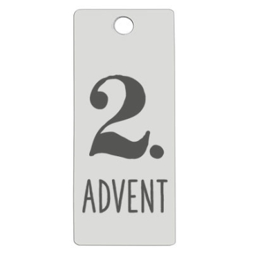 Stainless steel pendant, rectangle, 16 x 38 mm, motif: 2nd Advent, silver-coloured