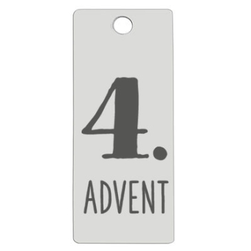 Stainless steel pendant, rectangle, 16 x 38 mm, motif: 4th Advent, silver-coloured