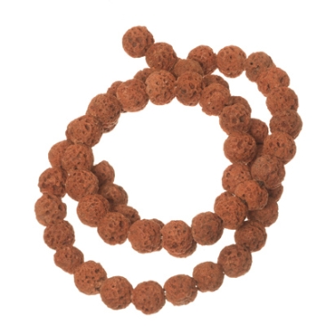 Strand of lava beads, round, 6 mm, brown