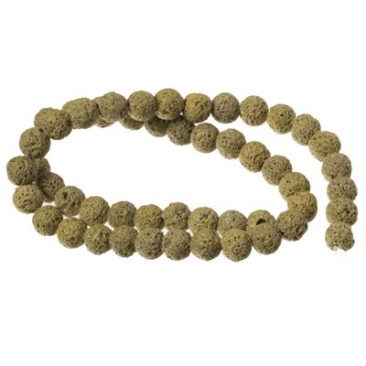 Strand of lava beads, round, 6 mm, olive green